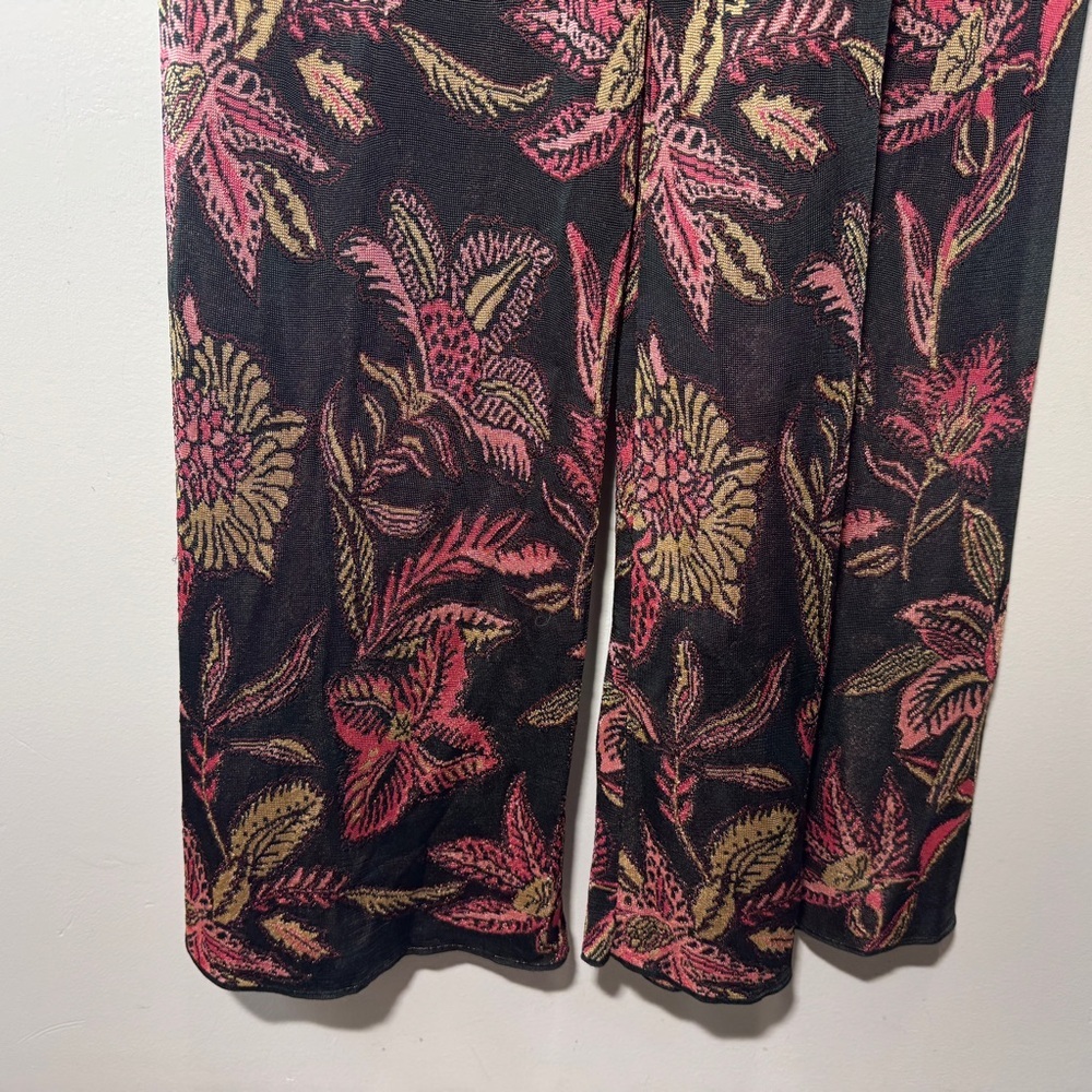 Scotch & Soda Bamboo Beach Floral-Jacquard Wide-Leg Pants Size XL - Picture 10 of 14